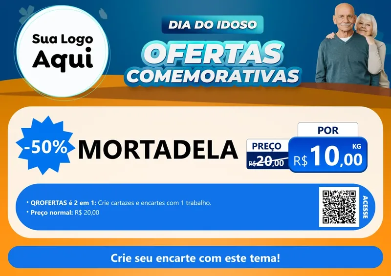 Modelo de Cartaz para Cartaz A4 Horizontal com o tema Dia do Idoso para Frios e Laticínios