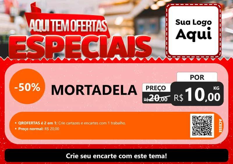 Modelo de Cartaz para Cartaz A4 Horizontal com o tema Aqui Tem Ofertas Especiais para Frios e Laticínios