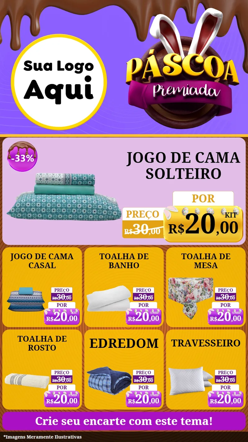 Modelo de Rede Social para Stories com o tema Páscoa Premiada para Cama, Mesa e Banho