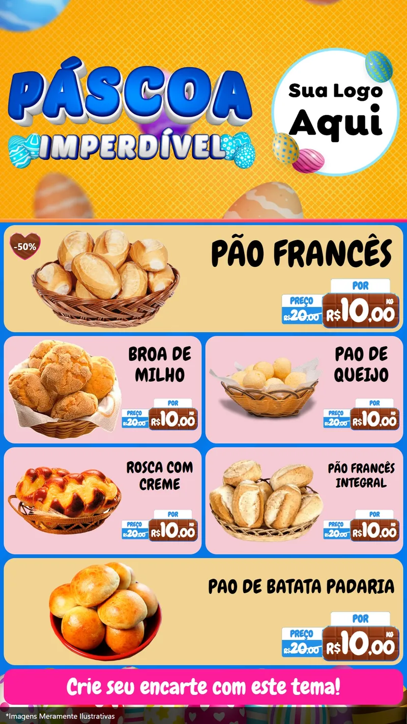 Modelo de TV para TV Vertical com o tema Páscoa Imperdível para Padaria