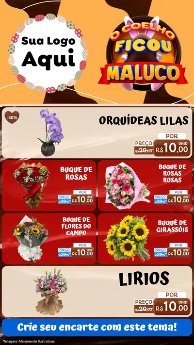 Modelo de TV para TV Vertical com o tema O Coelho Ficou Maluco - Páscoa para Floricultura e jardim