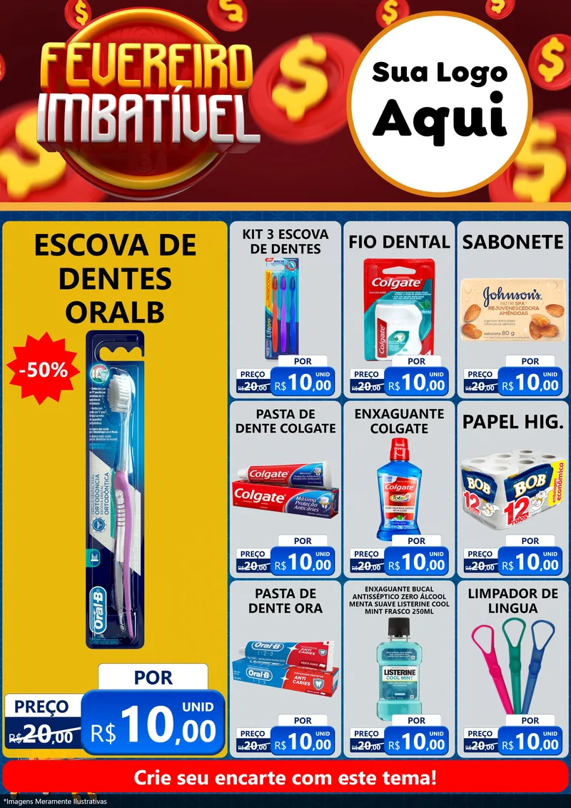 Modelo de Encarte para Encarte A4 Vertical com o tema Fevereiro Imbatível para Higiene Pessoal