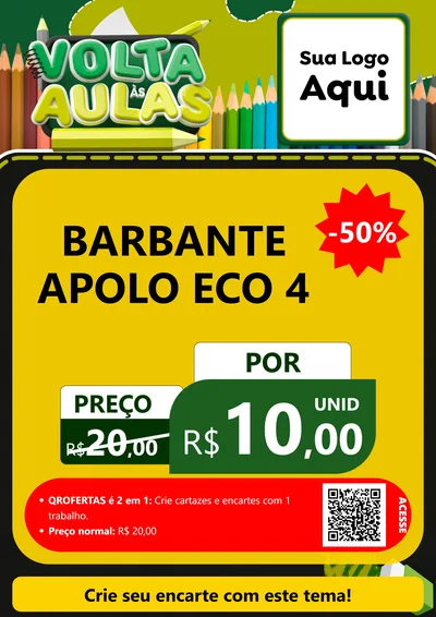 Modelo de Cartaz para Cartaz A4 Vertical com o tema Volta às Aulas para Armarinho e Aviamentos
