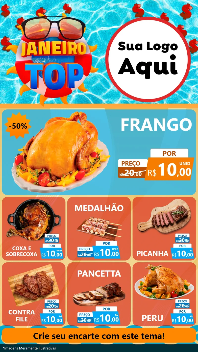Modelo de Rede Social para Stories com o tema Janeiro Top para Assados