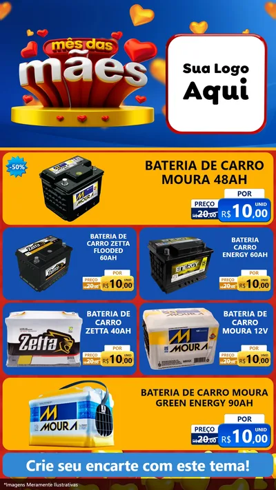 Modelo de TV para TV Vertical com o tema Mês das Mães para Baterias Elétricas