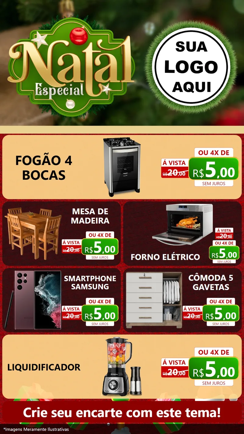 Modelo de TV para TV Vertical com o tema Natal Especial para Móveis e Eletro