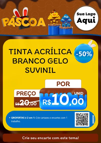 Modelo de Cartaz para Cartaz A4 Vertical com o tema Páscoa para Tintas e Ferramentas