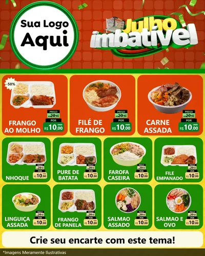 Modelo de Rede Social para Feed Instagram com o tema Julho Imbatível para Restaurante