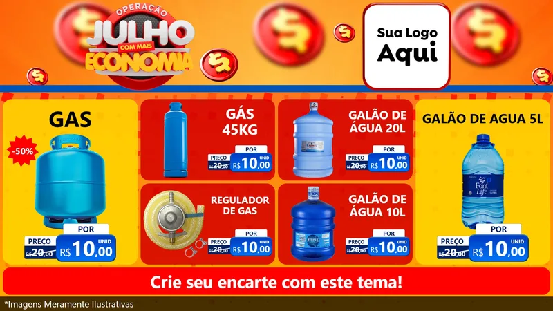 Modelo de TV para TV Horizontal com o tema Operação Julho Com Mais Economia para Água e gás