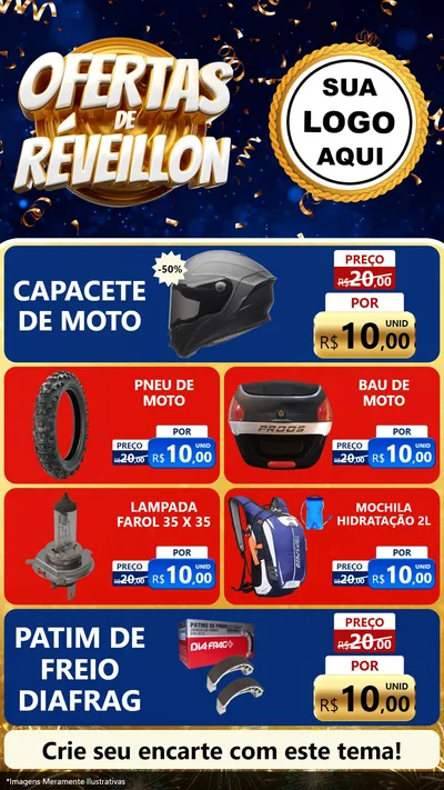 Modelo de TV para TV Vertical com o tema Ofertas de Réveillon para Moto peças