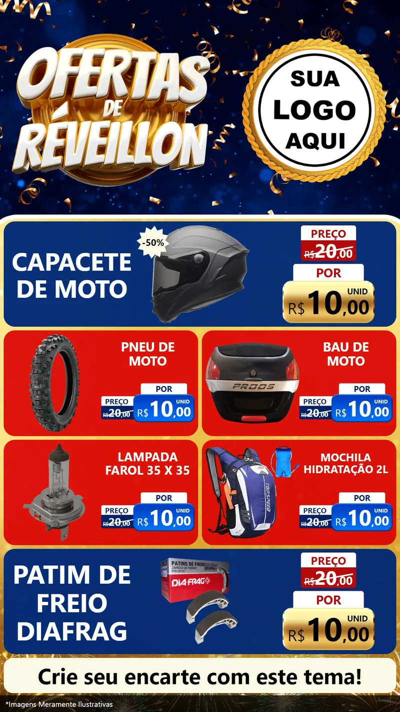 Modelo de TV para TV Vertical com o tema Ofertas de Réveillon para Moto peças