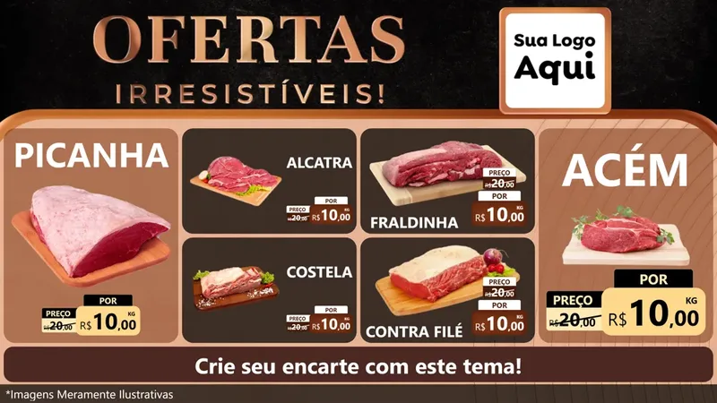 Modelo de TV para TV Horizontal com o tema Ofertas Irresistíveis! para Açougue