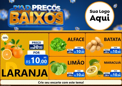 Modelo de Encarte para Encarte A4 Horizontal com o tema Dia D Preço Baixo para Hortifrúti