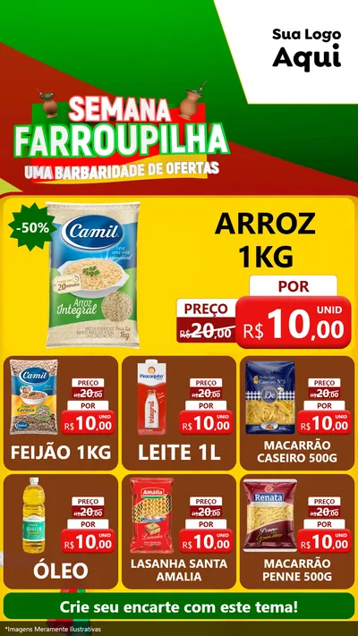 Modelo de Rede Social para Stories com o tema Semana Farroupilha - Uma Barbaridade de Ofertas para Supermercado