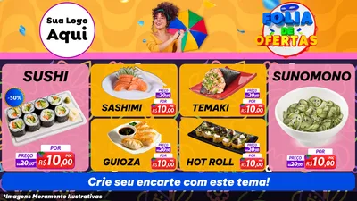 Modelo de TV para TV Horizontal com o tema Folia de Ofertas para Comida japonesa