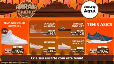 Modelo de TV para TV Horizontal com o tema Arraiá de Julho - Junina para Calçados