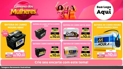 Modelo de TV para TV Horizontal com o tema Semana das Mulheres para Baterias Elétricas