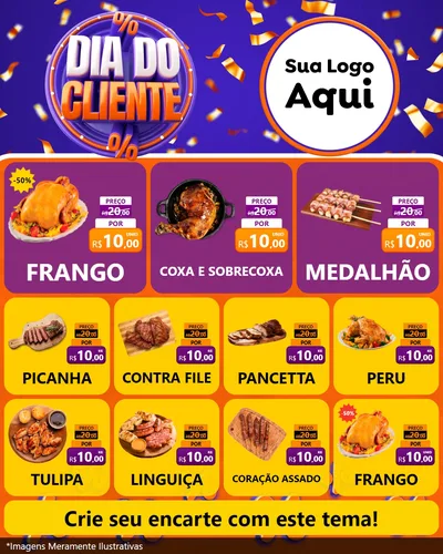 Modelo de Rede Social para Feed Instagram com o tema Dia do Cliente para Assados