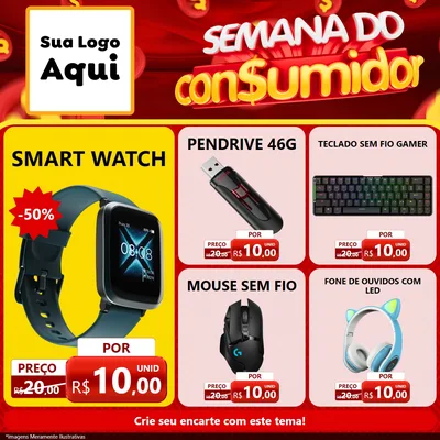 Modelo de Rede Social para Feed Facebook com o tema Semana do Consumidor para Informática