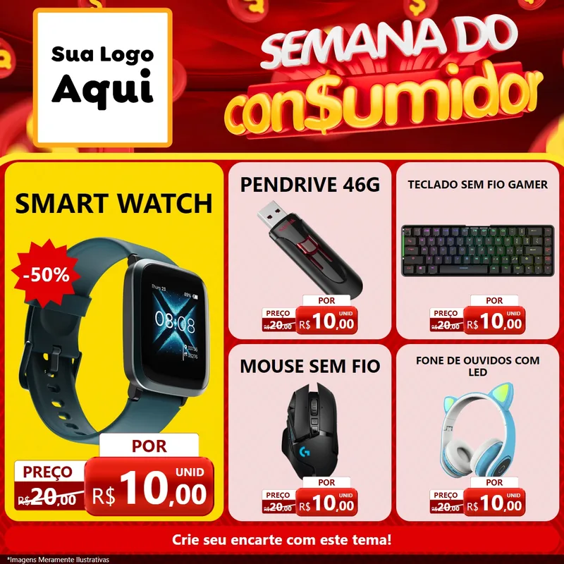 Modelo de Rede Social para Feed Facebook com o tema Semana do Consumidor para Informática