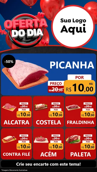 Modelo de Rede Social para Stories com o tema Oferta do Dia para Açougue