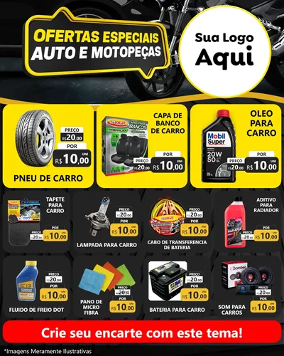 Modelo de Rede Social para Feed Instagram com o tema Ofertas Especiais Auto e Motopeças para Auto peças