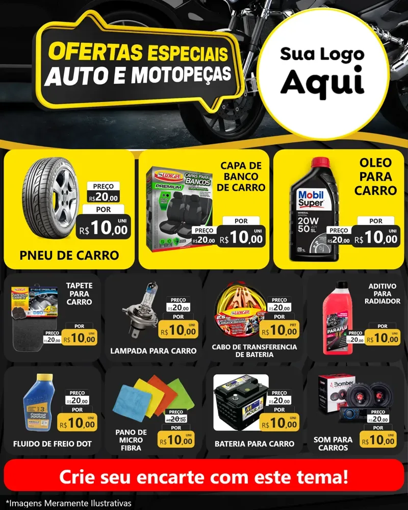 Modelo de Rede Social para Feed Instagram com o tema Ofertas Especiais Auto e Motopeças para Auto peças