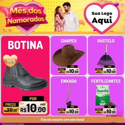 Modelo de Rede Social para Feed Facebook com o tema Mês dos Namorados para Agropecuária