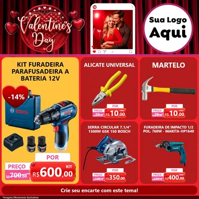 Modelo de Rede Social para Feed Facebook com o tema Valentine's Day para Maquinas e Ferramentas