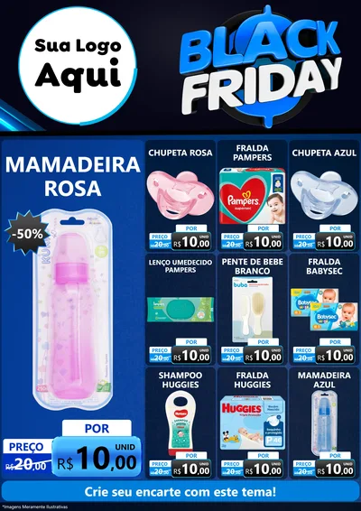 Modelo de Encarte para Encarte A4 Vertical com o tema Black Friday para Bebês