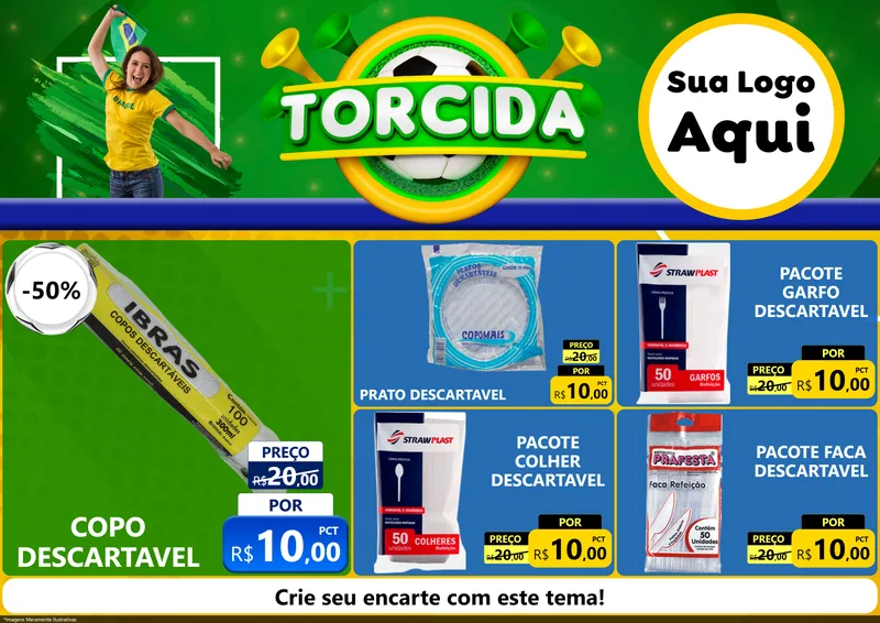 Modelo de Encarte para Encarte A4 Horizontal com o tema Torcida para Embalagens