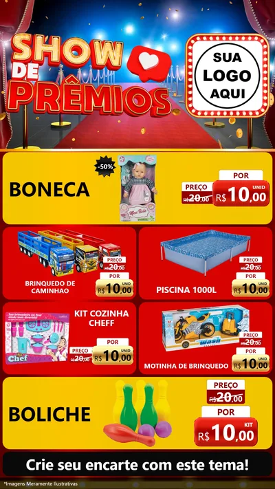 Modelo de TV para TV Vertical com o tema Show de Prêmios para Brinquedos
