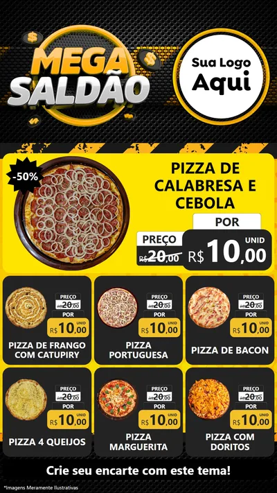 Modelo de Rede Social para Stories com o tema Mega Saldão para Pizzaria