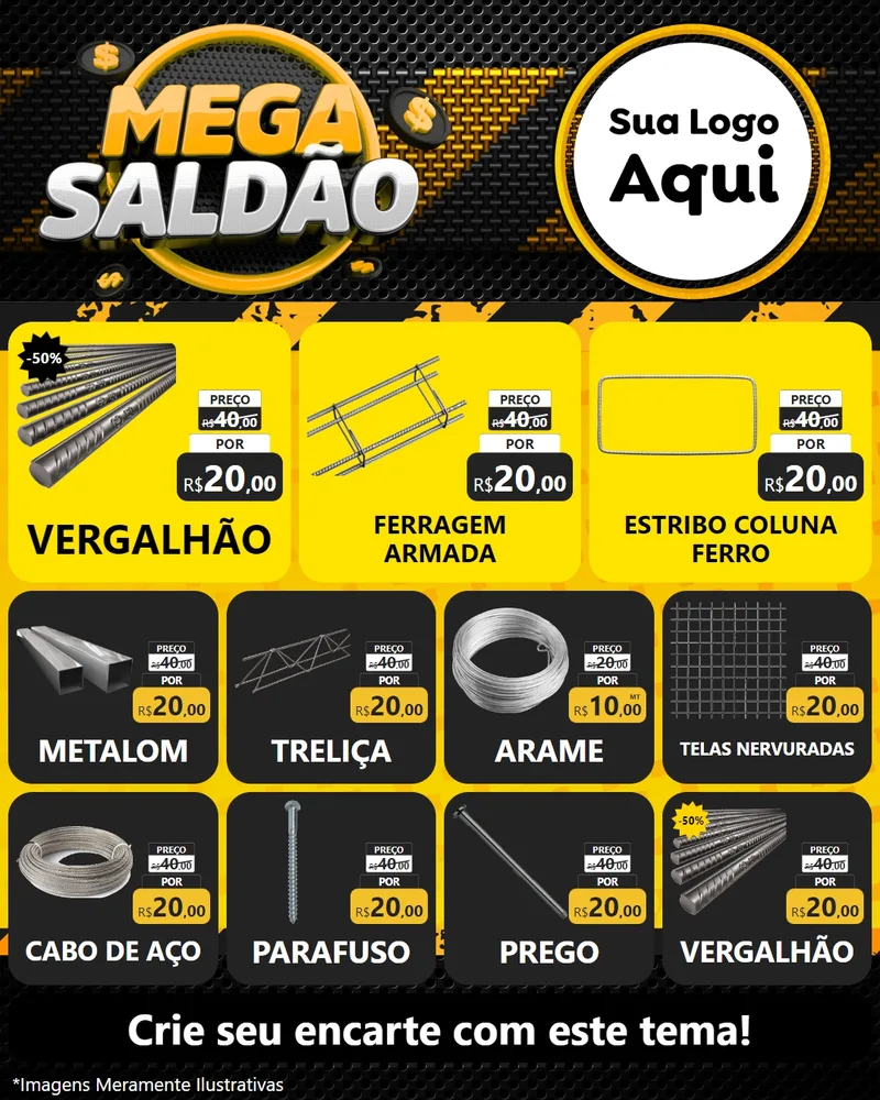 Modelo de Rede Social para Feed Instagram com o tema Mega Saldão para Ferragens