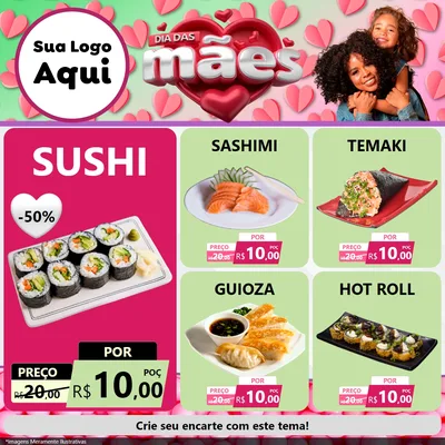 Modelo de Rede Social para Feed Facebook com o tema Dia das Mães para Comida japonesa