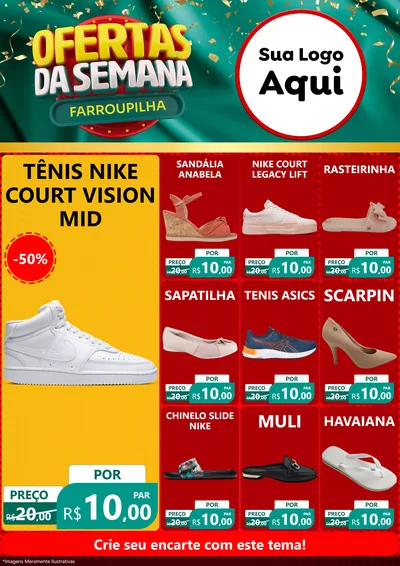 Modelo de Encarte para Encarte A4 Vertical com o tema Ofertas da Semana Farroupilha para Calçados