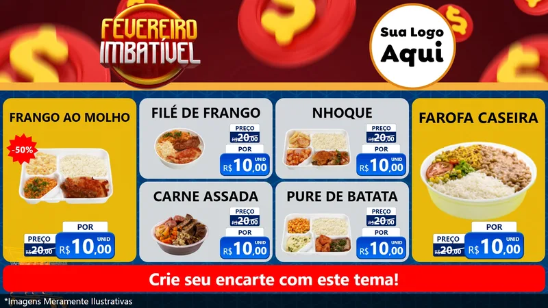Modelo de TV para TV Horizontal com o tema Fevereiro Imbatível para Restaurante