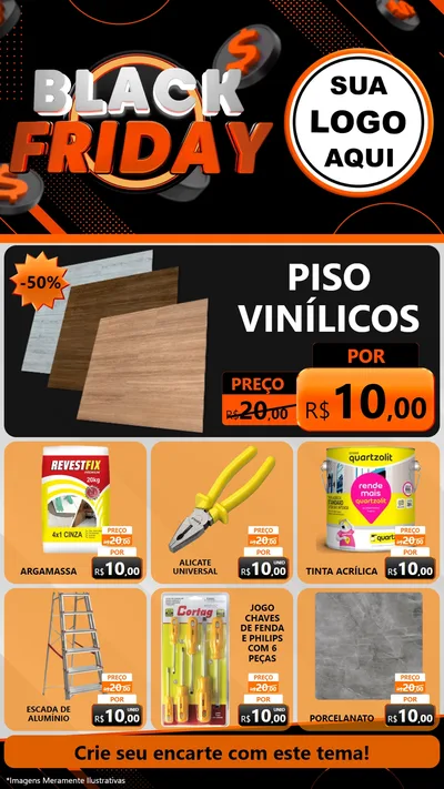 Modelo de Rede Social para Stories com o tema Black Friday para Material para Construção