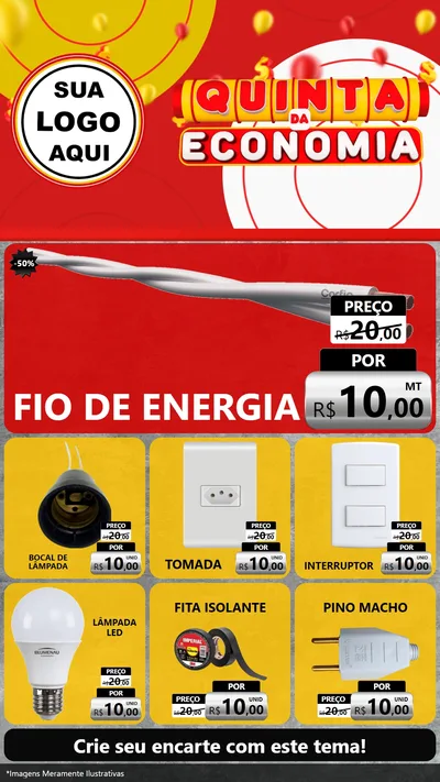 Modelo de Rede Social para Stories com o tema Quinta da Economia para Materiais Elétricos