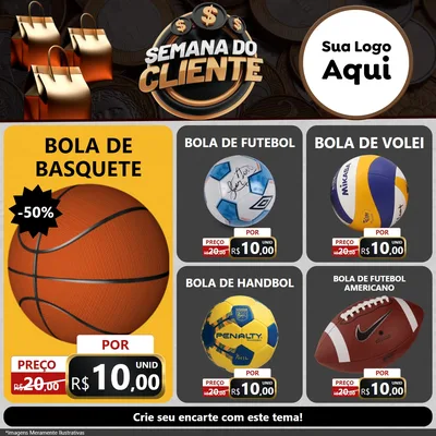 Modelo de Rede Social para Feed Facebook com o tema Semana do Cliente para Artigos Esportivos
