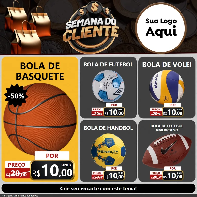 Modelo de Rede Social para Feed Facebook com o tema Semana do Cliente para Artigos Esportivos