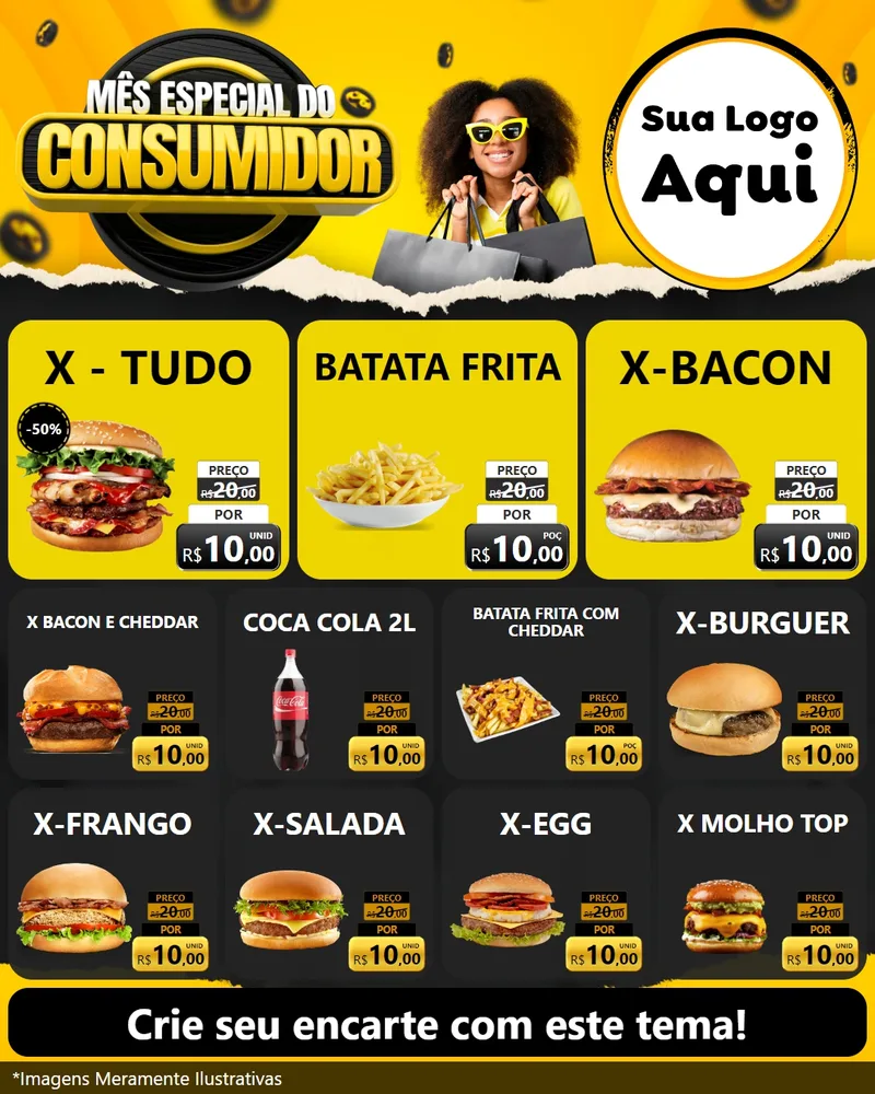 Modelo de Rede Social para Feed Instagram com o tema Mês Especial do Consumidor para Hamburgueria