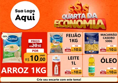 Modelo de Encarte para Encarte A4 Horizontal com o tema Quarta da Economia para Supermercado