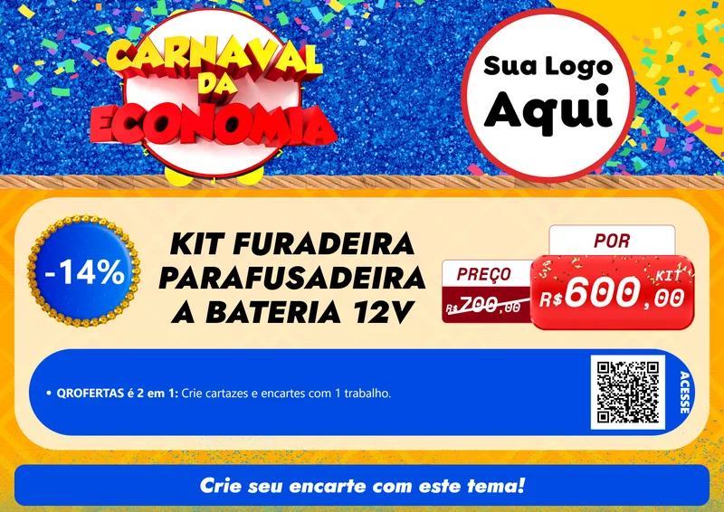Modelo de Cartaz para Cartaz A4 Horizontal com o tema Carnaval da Economia para Maquinas e Ferramentas