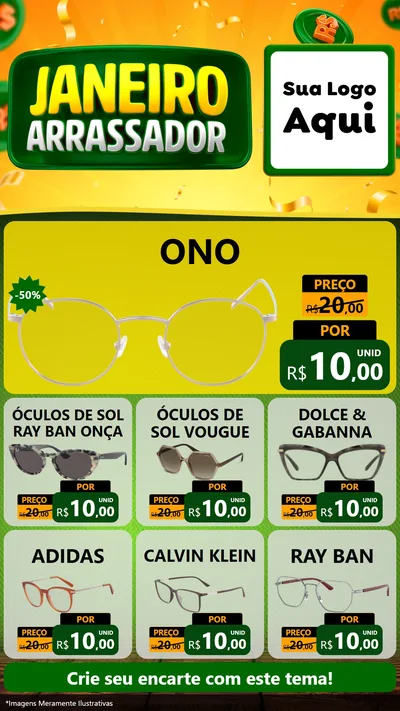 Modelo de Rede Social para Stories com o tema Janeiro Arrasador para Óticas