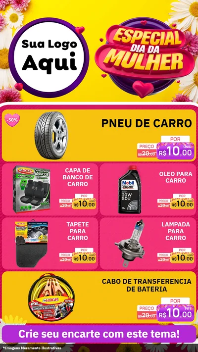 Modelo de TV para TV Vertical com o tema Especial Dia da Mulher para Auto peças