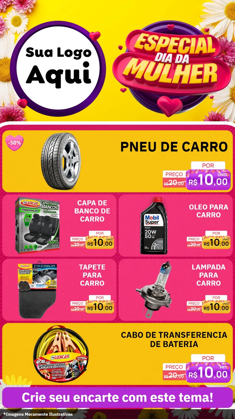 Modelo de TV para TV Vertical com o tema Especial Dia da Mulher para Auto peças