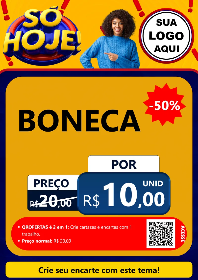 Modelo de Cartaz para Cartaz A4 Vertical com o tema Só Hoje! para Brinquedos