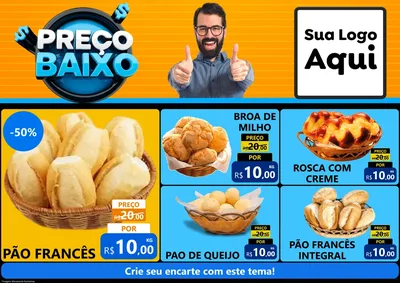 Modelo de Encarte para Encarte A4 Horizontal com o tema Preço Baixo para Padaria