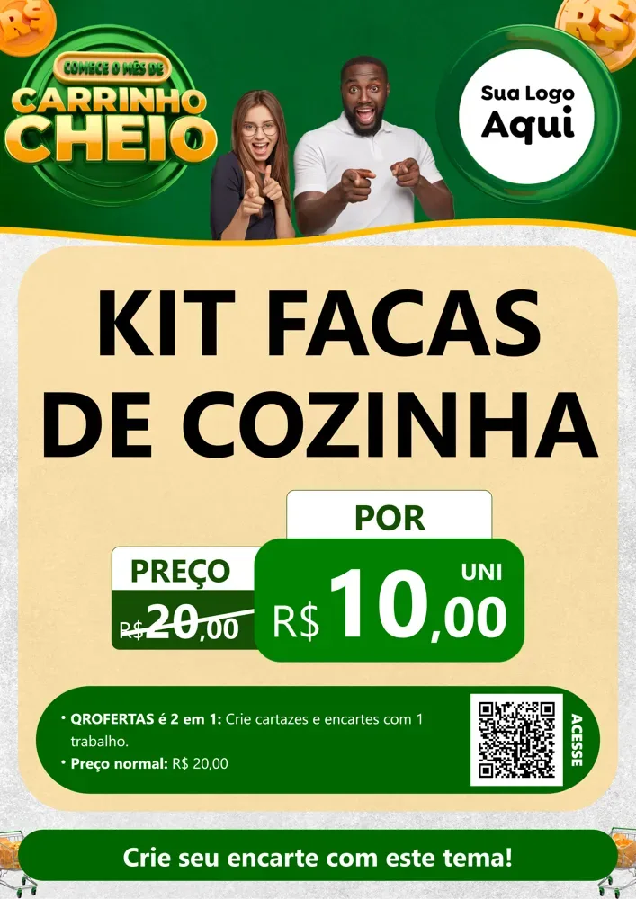 Modelo de Cartaz para Cartaz A4 Vertical com o tema Carrinho Cheio para Utilidades Domésticas